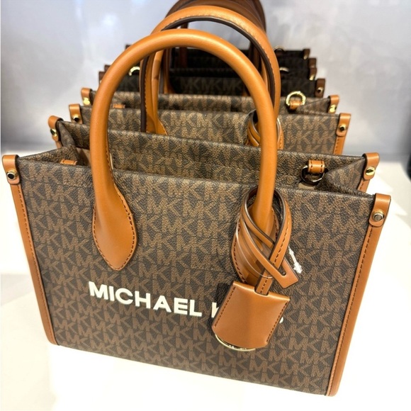 Michael Kors Mirella Small Signature Logo Crossbody Bag Brown Signature - Picture 6 of 8